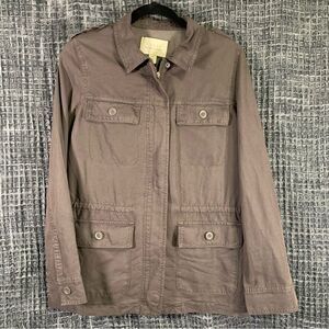HINGE Womens Jacket Military Style Cargo Jacket Washed Out Gray XS #633